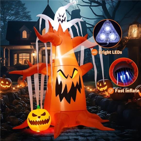 10 FT Halloween Inflatables Tree Outdoor Decorations Blow Up  10 FT Halloween Inflatables Tree Outdoor Decorations Blow Up Yard Scary